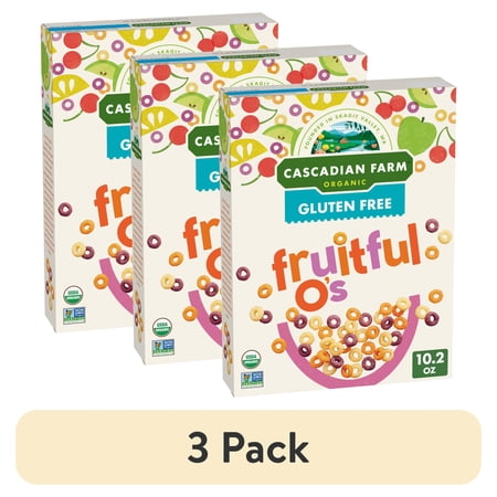 (3 pack) Cascadian Farm Organic Fruitful O's Cereal, Gluten Free, 10.2 oz