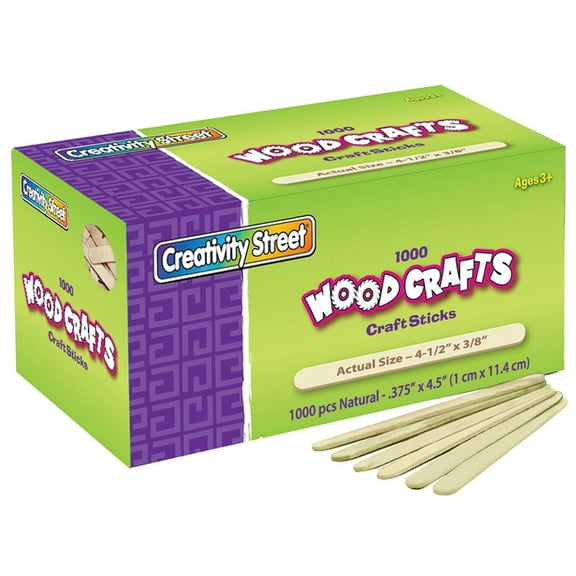 Natural Wood Craft Sticks, 4.5" X 0.38", Natural, 1,000/box | Bundle of 5 Boxes