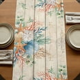 thumbnail image 5 of Table Runners 108 Inches Long Dress Scarves, Beige Beach Coastal Farmhouse Coffee/Dining/Kitchen Table Runner for Living Room, Summer Nautical Coral Shell Botanical Vintage 13x108 Inch, 5 of 9