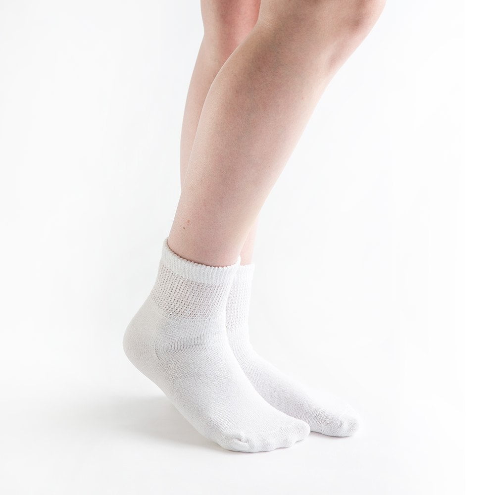 Doc Ortho Loose Fit Cotton Diabetic Socks – Non-Binding 1/4 Crew for Men & Women, Circulation, Comfort, 3 Pairs