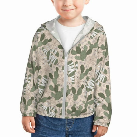

Ocsxa Halloween Cactus Print Kids Active Zipper Sun Protection Jacket Boys Girls Hooded Cooling Shirt-2 Years