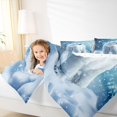 thumbnail image 3 of Castle Fairy Teens Animal Snowy Polar Bear King Size Comforter Sets 3pcs,Winter Snowfall Arctic Scene Comforters King Size,Blue White,Reversible,1 Comforter and 2 Pillowcases, 3 of 6