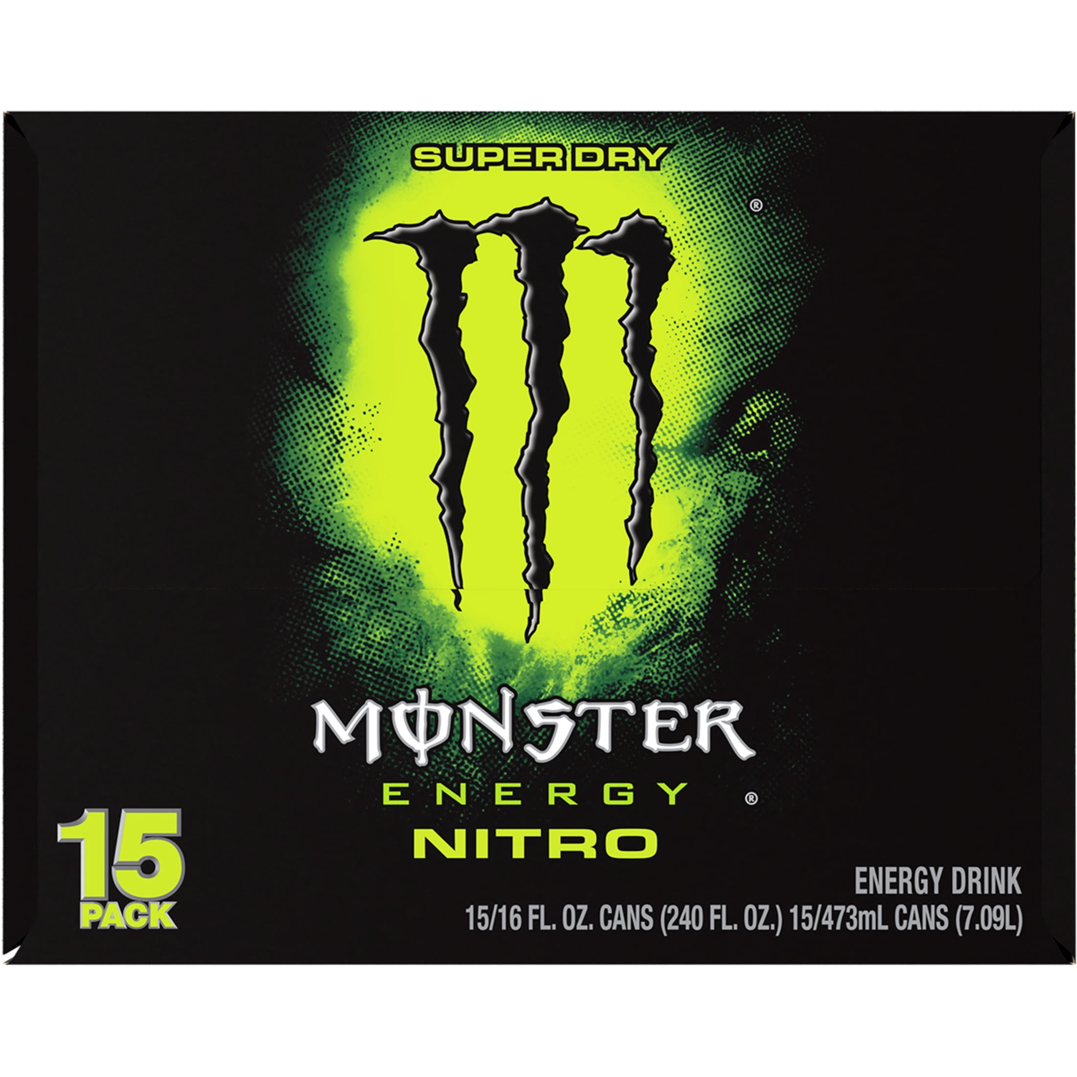 Monster Energy Nitro Super Dry Energy Drink, 15-Pack, 16 Oz Cans