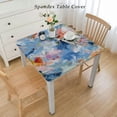 thumbnail image 2 of nygtbtfer Pink Blue Tablecloth, Fitted Table Cover with Elastic for Tables, Contemporary Abstract Art Oil Painting Table Cloth Outdoor Indoor Dinning Party Tablecloths, 2 of 7