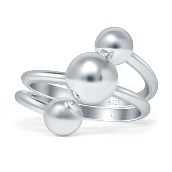 Vintage Style Three Ball Ring 925 Sterling Silver Size 5