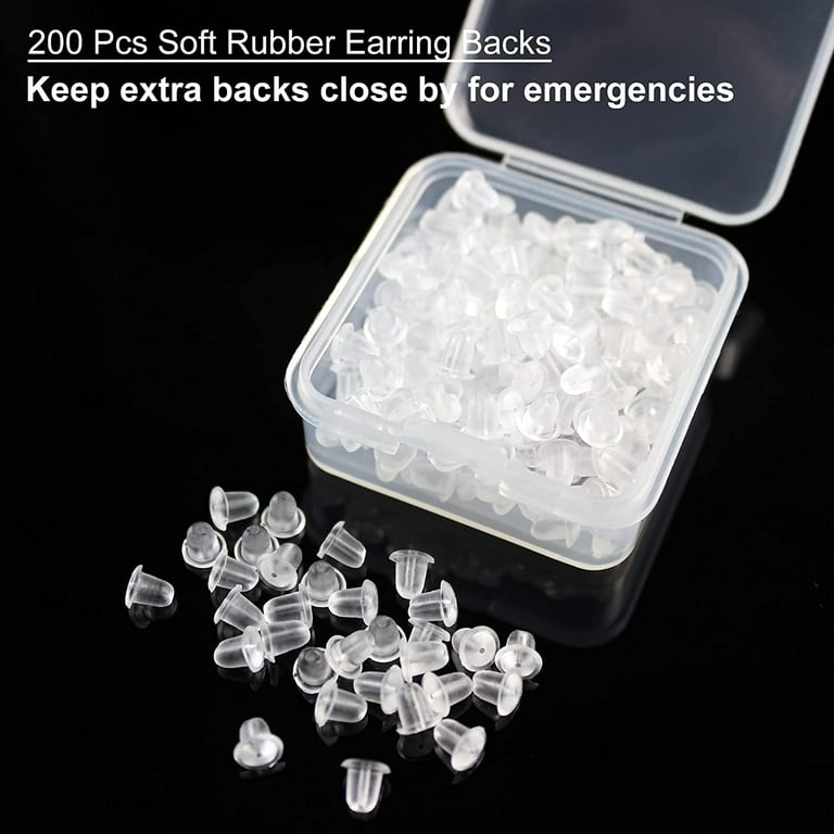 Clear Silicone Earrings for Sports,300 Pairs Clear Plastic Earring Posts  and Earring Backs,5mm Cup-Headed