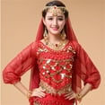 thumbnail image 2 of SUXIAN Kids Girls Belly Dance Outfits Sequins Long Sleeve Dance Top for Carnival Tops for Fashion Red 3-12 Years, 2 of 9