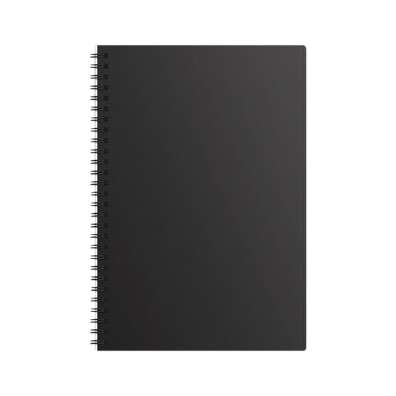 Spiral Notebook, A5 Thick Cover Plastic Hardcover College Ruled Notebook, 60 Sheets -120 Pages Journals Notebook for Study and Notes-Taking Writing Planning, 1Pc, Twin-Wire Binding(Black,8x5.6")