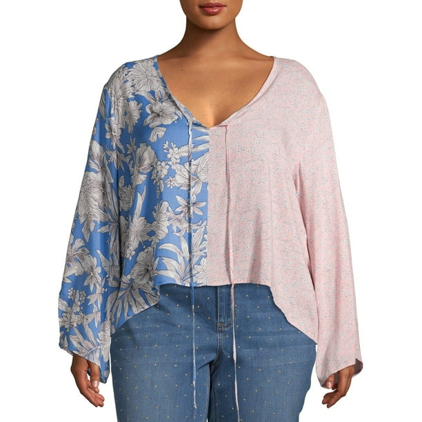 Grayson Social Grayson Social Juniors' Plus Size Mixed Print Peasant