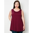 thumbnail image 3 of Made by Johnny Women's Solid Sleeveless Tunic for Leggings Swing Flare Tank Tops S-5XL Plus Size XXXXL WINE, 3 of 6