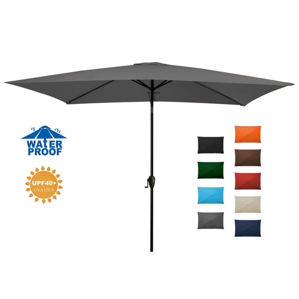 JEAREY Rectangular Outdoor Patio Market Table Umbrella with Tilt 6.5 x