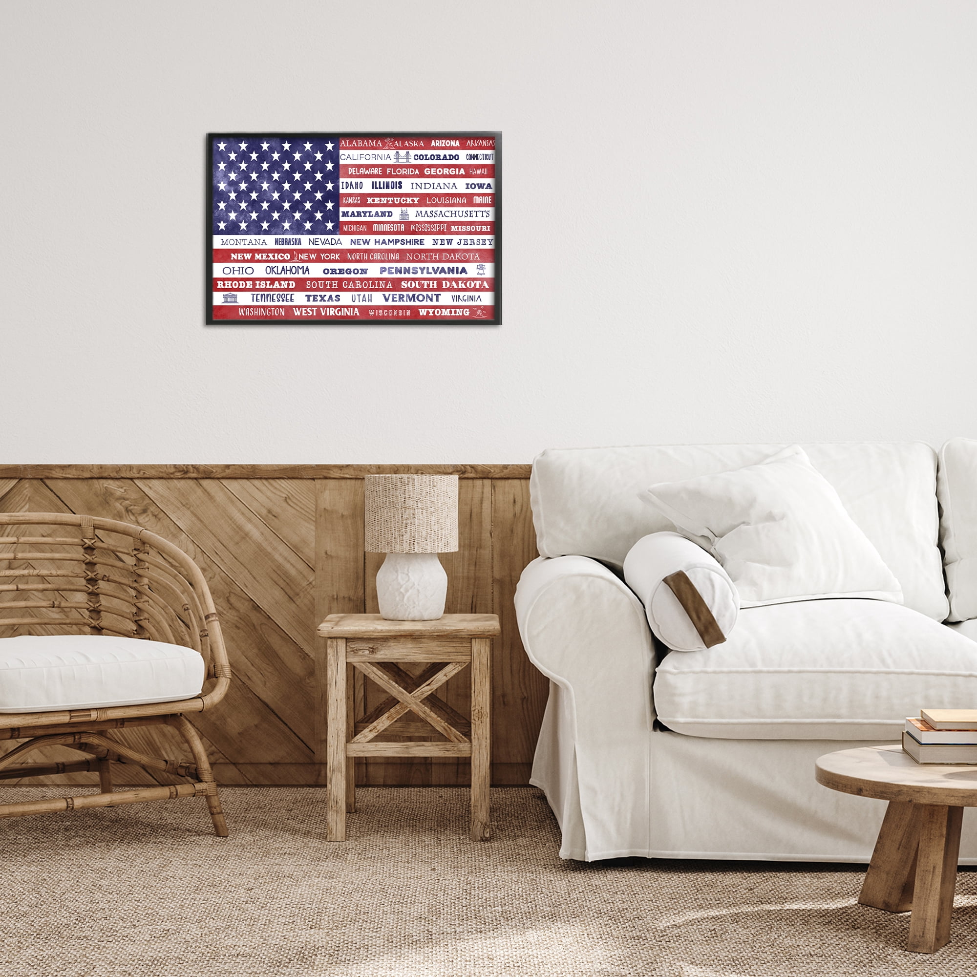 Stupell Industries States Of America Flag Black Framed Giclee Art, design by Daniela Santiago