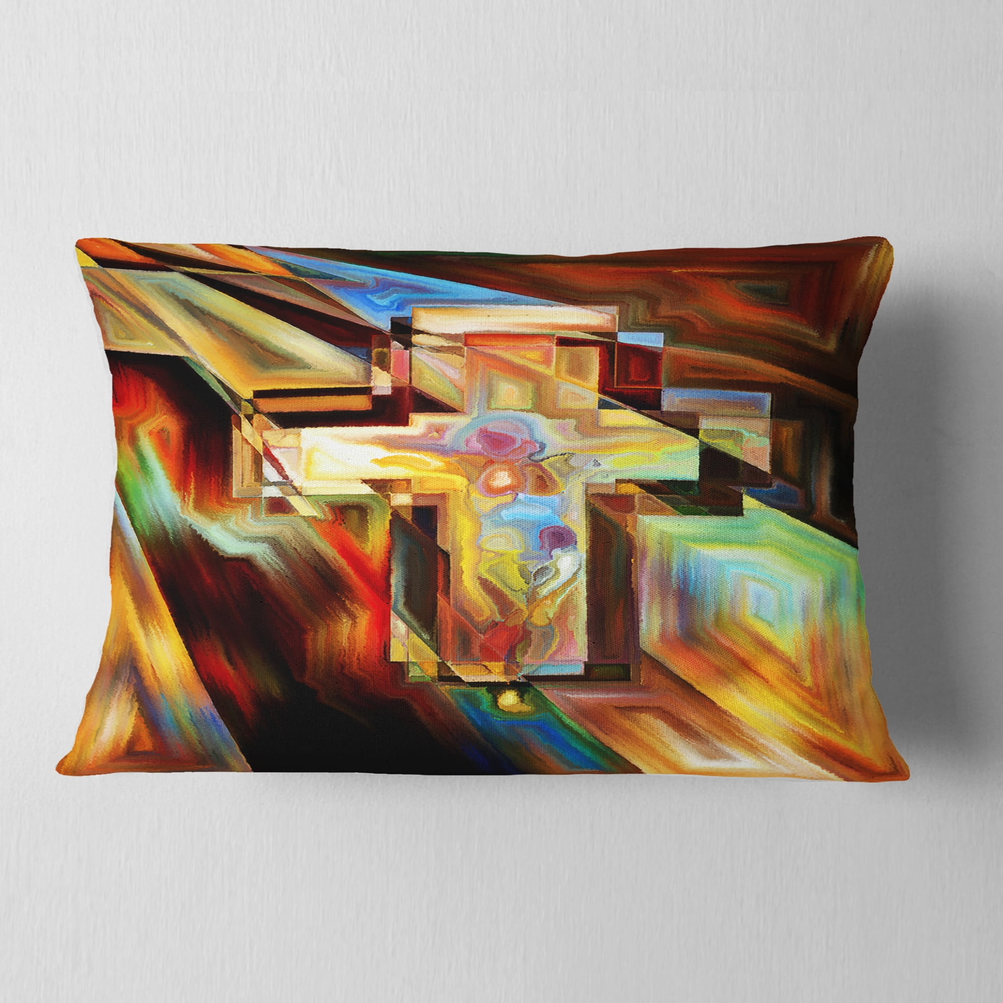 Designart Light of the Cross - Abstract Throw Pillow - 12x20