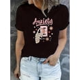 thumbnail image 1 of T-Shirt Femme Chic Rose Crâne & Imprimé Lettre - Col Rond Décontracté, Manches Courtes, Mélange Polyester Extensible, Lavable en Machine - Parfait pour la Fête des Pères, Fête des Mères, Nouvel An, Festival de Printemps, 1 of 6