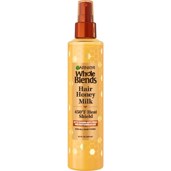 Garnier Whole Blends Repairing Hair Spray, Honey Milk, 450°F Heat Shield, All Hair Types, 8.5 fl oz