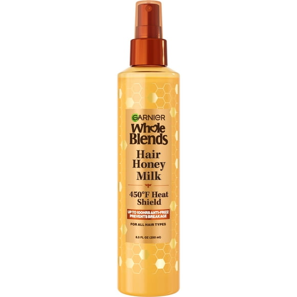 Garnier Whole Blends Hair Spray with Honey Milk, 450F Heat Shield, 8.5 fl oz