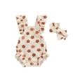 thumbnail image 2 of Yunliwuli Baby Girls Romper Bodysuit and Headband Strawberry/Flower/Cherry Print Fly Sleeve Frills Infant Jumpsuit Summer Clothes, 2 of 10