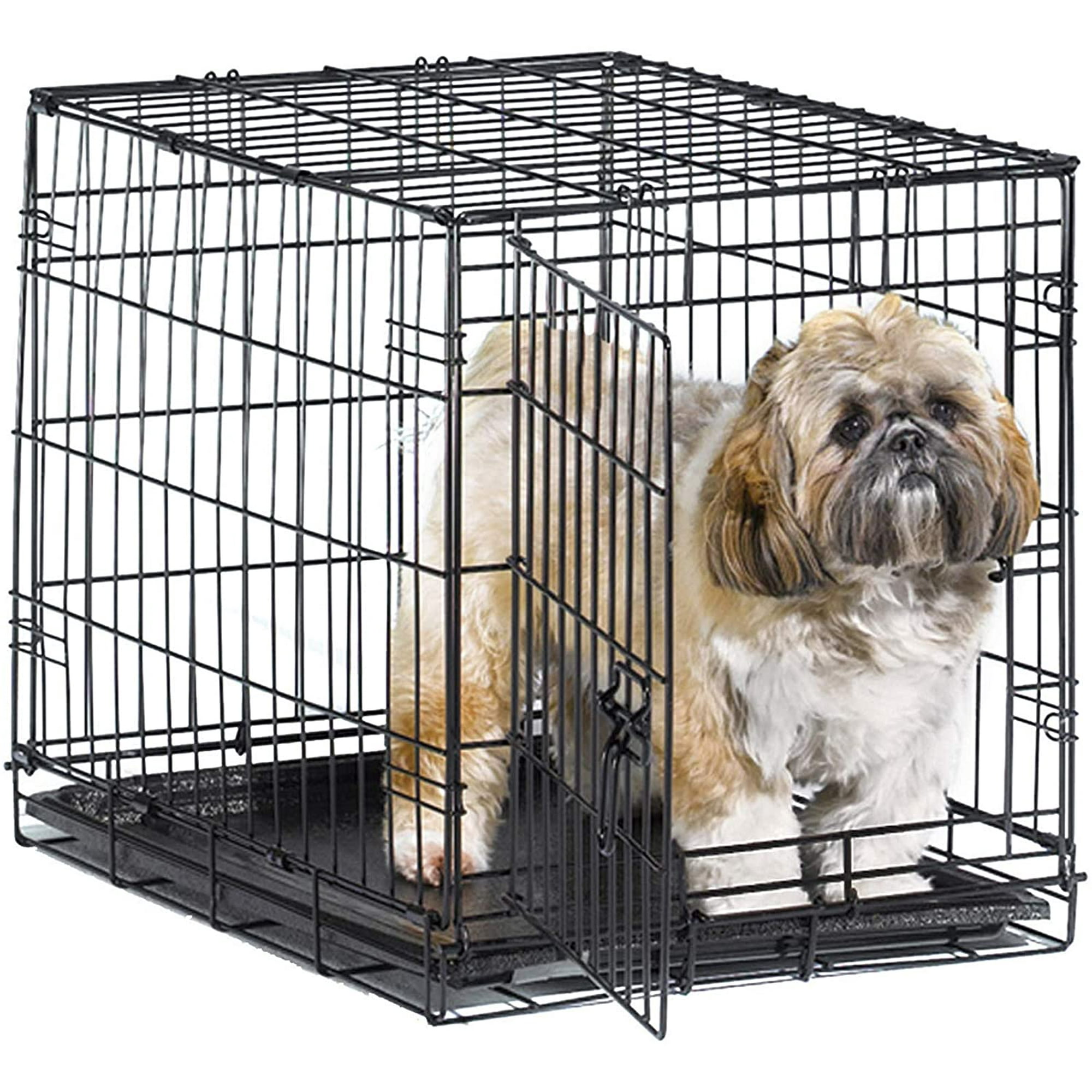 New World 24 Folding Metal Dog Crate Includes Leak Proof Plastic Tray Dog Crate Measures 24l X 18w X 19h Inches For Small Dog Breed