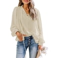 thumbnail image 1 of Blouses en Chiffon Col en V pour Femmes Manches Ballon Décontractées, 1 of 5