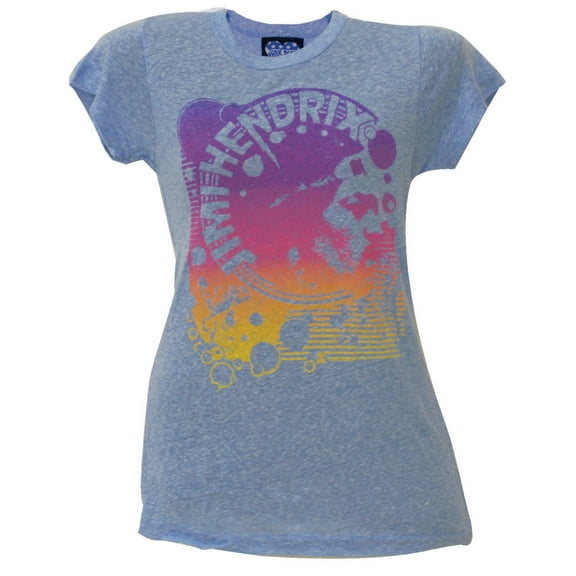 Jimi Hendrix Women's Juniors Psychedelic Profile Short Sleeve T Shirt