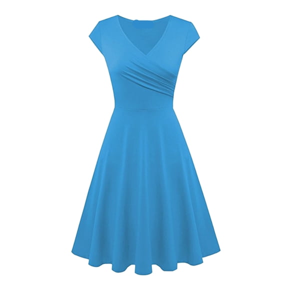 GZWYHT Summer Dresses,Dresses for Women 2025 Basic Outdoor Home Slim T Shirt Dress Tee Dress Swing Dress Plain Ruched Mini Dress Midi Dresses,Casual Dresses,Light Blue Dress,Tshirt Dress 2XL