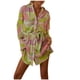 thumbnail image 1 of Vestido informal de manga larga con cuello en V y solapa con estampado de flores y cordones para mujer de primavera y otoño Pompotops  hdfakjf9651, 1 of 9