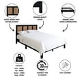 thumbnail image 3 of Home Design Missoula Queen Wood Panel Bed Frame with Rattan Accents, Black – Box Spring Required, 3 of 13