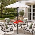 thumbnail image 4 of Round Outdoor Tablecloth with Umbrella Hole and Zipper, Red Ombre Fitted Table Cover with Elastic Edge for 55-60 Inch, Farmhouse Contemporary Abstract Checked Waterproof Patio Tablecoths for Picnic, 4 of 9