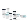 BEABA Clip Containers, Baby Food Storage Containers, Baby Food Containers, Set of 12 + Spoons, Rain