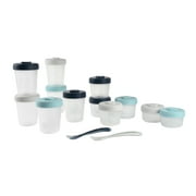 BEABA Clip Containers, Baby Food Storage Containers, Baby Food Containers, Set of 12 + Spoons, Rain