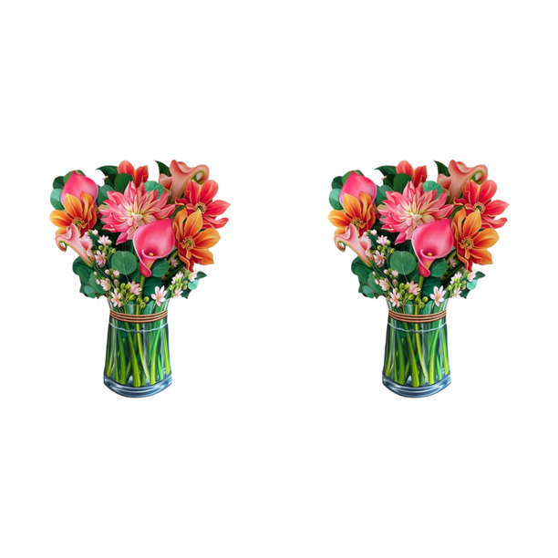 Tarjeta Felicitación Con Ramo Flores Emergente Papel 3D para El Día La Madre Cumpleaños (Dahlia 1)