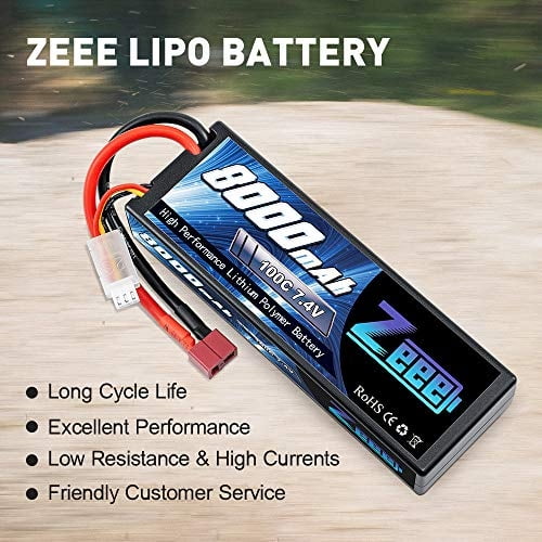 Zeee Lipo Batería 7.4V 100C 8000mAh Estuche Duro con Decanos T Enchufe para RC Coche RC Ca Zeee Zeee
