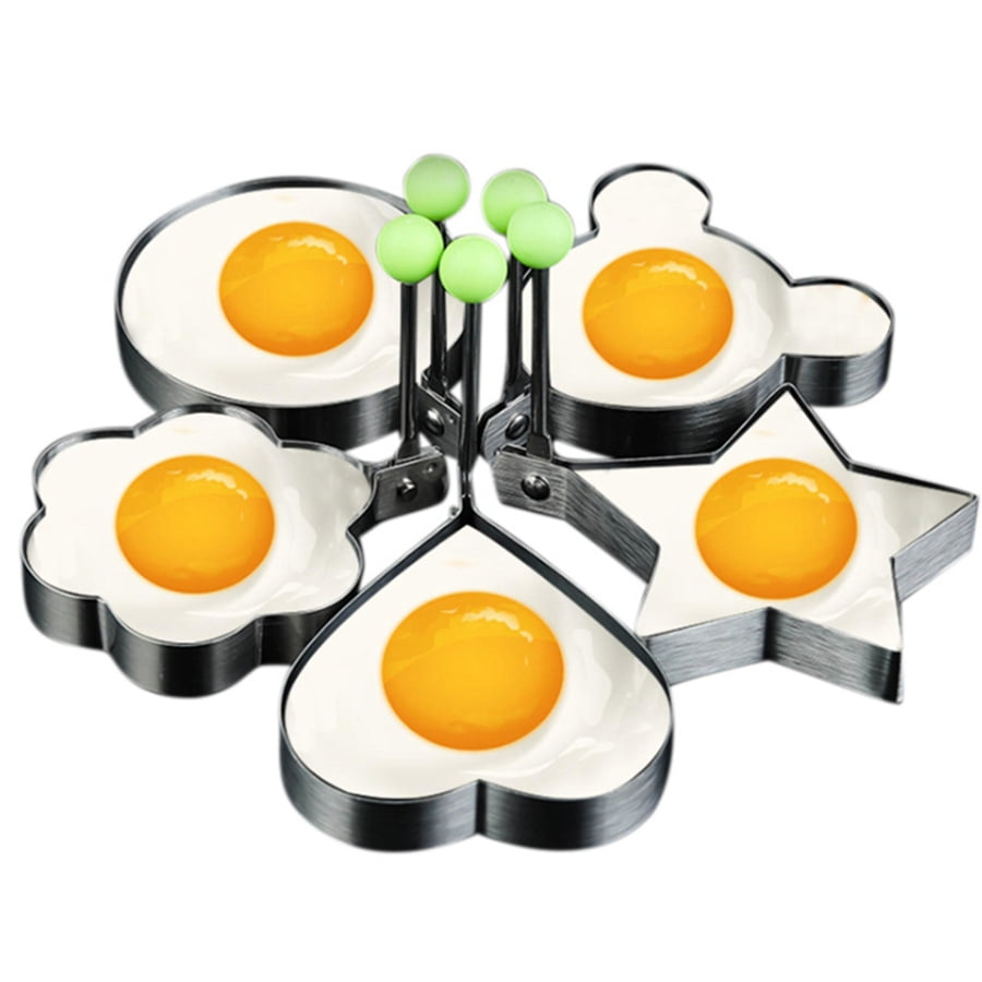 BESTONZON 6PCS Stainless Steel Cooking Mold Fried Egg Pancake Non-Stick Egg Rings Kitchen Mould Tool 