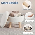 thumbnail image 3 of CONCETTA Round Storage Ottoman with Soft Padded Seat, Teddy Velvet Footstool with Wood Legs, Accent Ottoman for Living Room & Entryway, Beige, 3 of 6