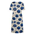 thumbnail image 6 of Women's Halloween Print Round Neck Dress with Pockets Short Sleeve Loose Midi Casual Dress Plus Size for Autumn Daily Wear Party Blue S, 6 of 6