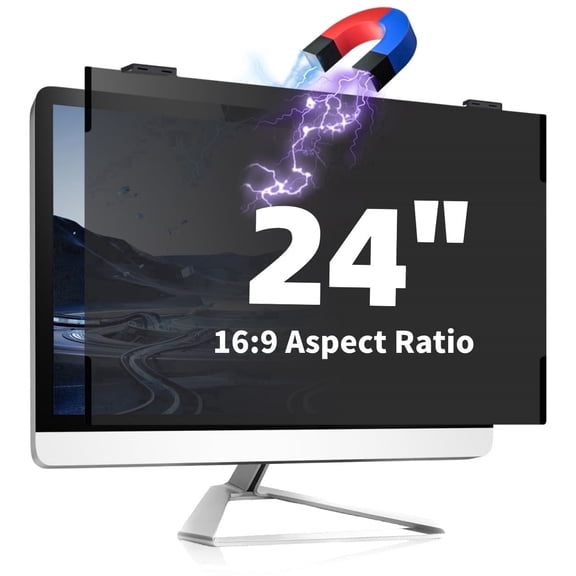 Gudteke Magnetic 24 Inch Privacy Screen Filter for 16:9 Widescreen Monitor - Removable Anti Glare & Blue Light Protector