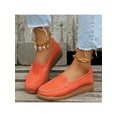 thumbnail image 4 of LUXUR Mocassins pour Femmes Confort Mocassins à Semelle Compensée Chaussure Décontractée Bout Rond Mocassin Marche Chaussures d'Infirmière Orange Rouge 4.5, 4 of 8