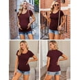 thumbnail image 3 of Ekouaer Womens Maternity Shirts 3 Packs Side Ruched Pregnancy Tee Top Tunic Blouse Casual Mama Clothes, 3 of 5