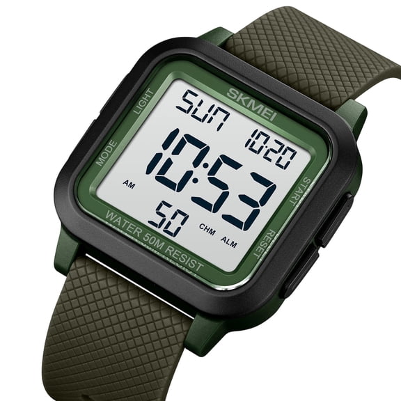 Digital Watch Waterproof Sports Watch with LED Backlight Luminous Alarm Stopwatch Military Style Wrist Watch for Outdoor Running and Daily Wear