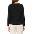 thumbnail image 3 of INSPIRE CHIC Women's Chiffon V Neck Long Sleeve Work Blouse Top L Black, 3 of 5