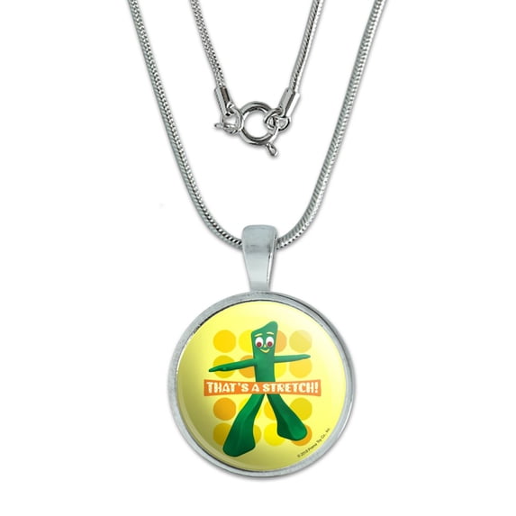Yoga Gumby That's a Stretch 0.75" Pendant with Sterling Silver Plated Chain