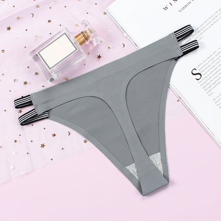 Hamky Womens Underwear Cotton Underwear Underwear Split Medium Briefs Cotton High Elastic Crotch Waist Thread Women s Silk Ice Traceless Seamless Underwear Hipster Panties Grey M