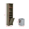thumbnail image 3 of 64 Inch Tall Bathroom Cabinet with Laundry Hamper, Floor Standing Cabinet with 4 Adjustable Shelves, Storage Cabinet with Hidden Space for Living Room/Bathroom/Home/Office/Kitchen, Grey, 3 of 9