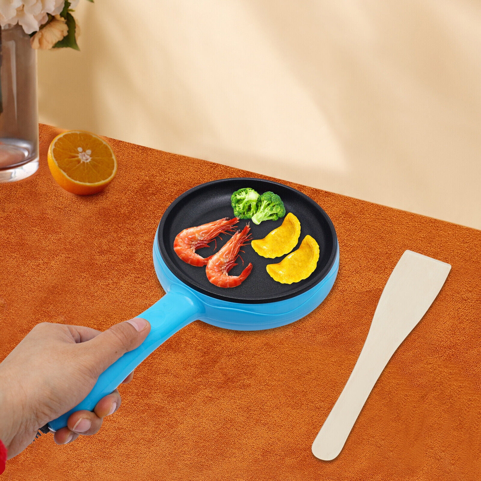6inch Non-Stick Electric Skillet, Blue Mini Frying Pan, Cuisine Electric Skillet