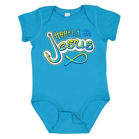 

Inktastic Hooked on Jesus Christian Gift Baby Boy or Baby Girl Bodysuit