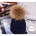 thumbnail image 3 of Gorro de punto rizado de color sólido para otoño e invierno, gorro de lana con forma de mapache coreano de 15 cm, 3 of 4