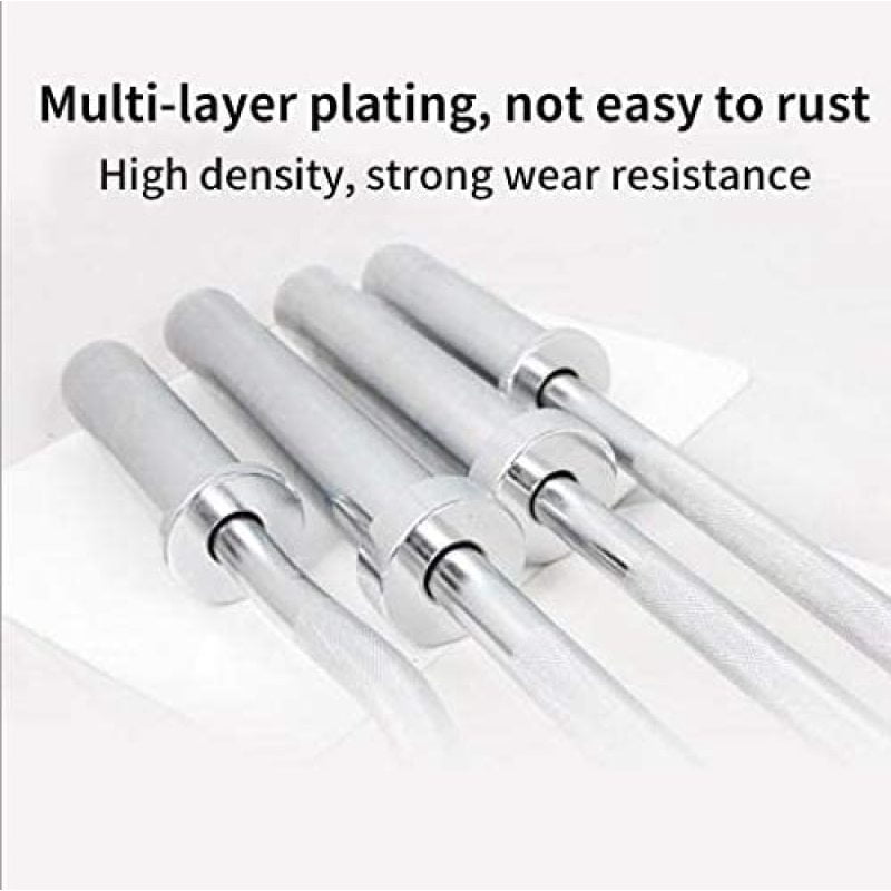 LuckyNote 48 Inch Curl Barbell Bar for Olympic Weight Plates, Stainless Steel Weight Bar with Diamond Knurled Grip for Home Gym Workouts, Silver