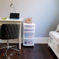 thumbnail image 2 of HOMZ Drawer Tower, 4-Tier Clear Plastic Storage Organizer Cart, White Frame, 2 of 7