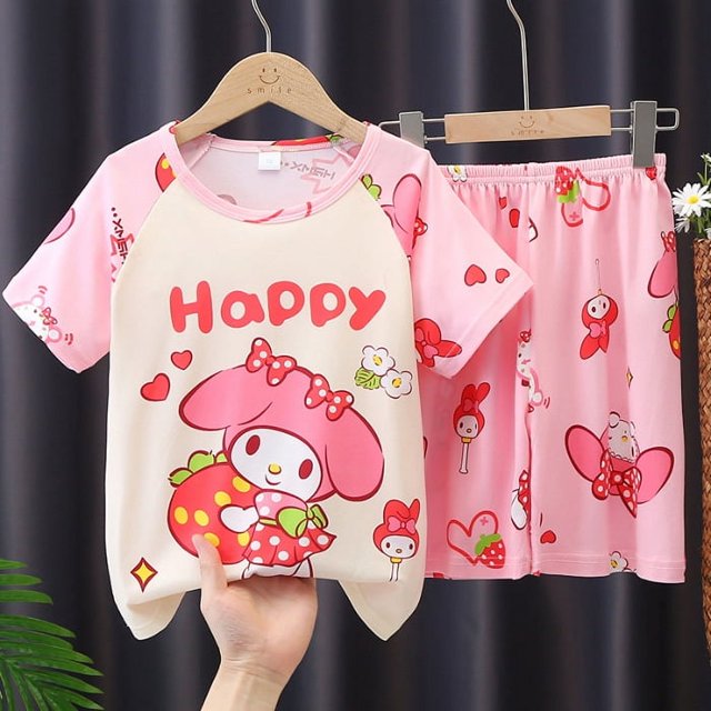 Pyjamas pour Garçons et Filles Ensemble de Vêtements de Maison à Manches Courtes Shorts Pyjamas