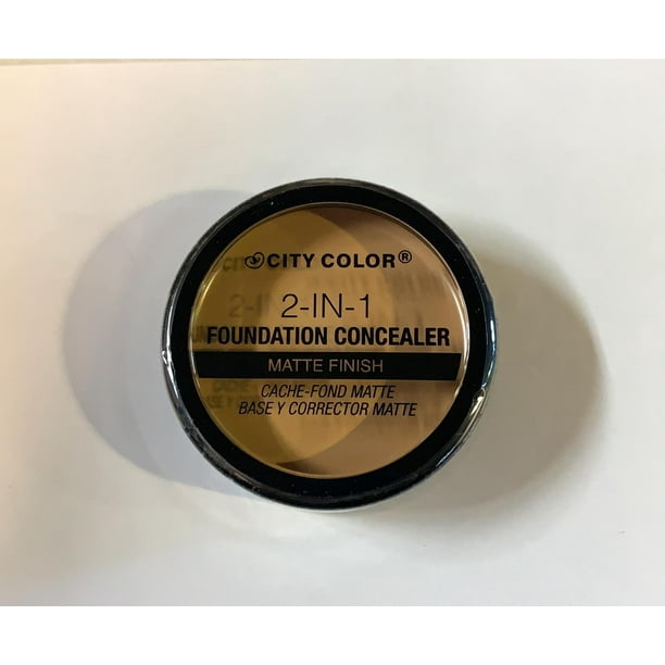 City Color 2 in 1 Foundation Concealer, Matte Finish, Medium, 0.42 oz